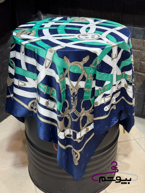 روسری طرح کمربندی هرمس سرمه ای